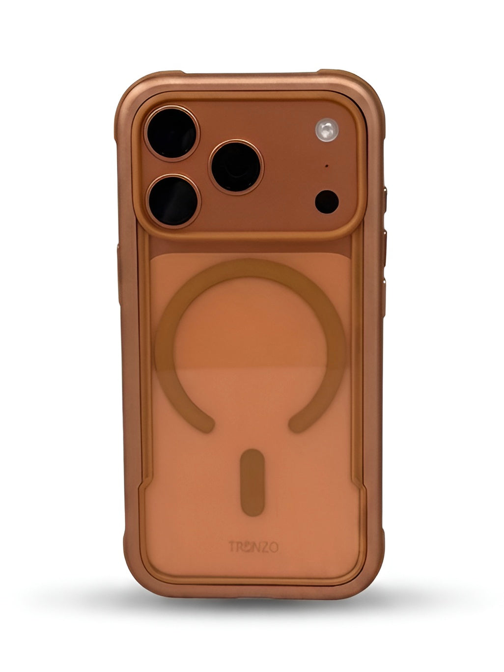 TRONZO Frosted Shield – Orange Transparent MagSafe iPhone Case