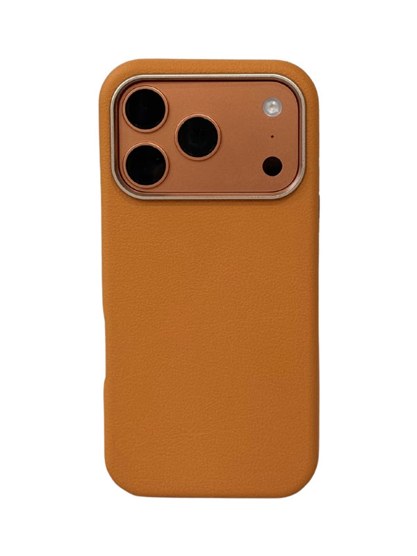 TRONZO BC-150 – Premium Textured Leather MagSafe Orange iPhone Case
